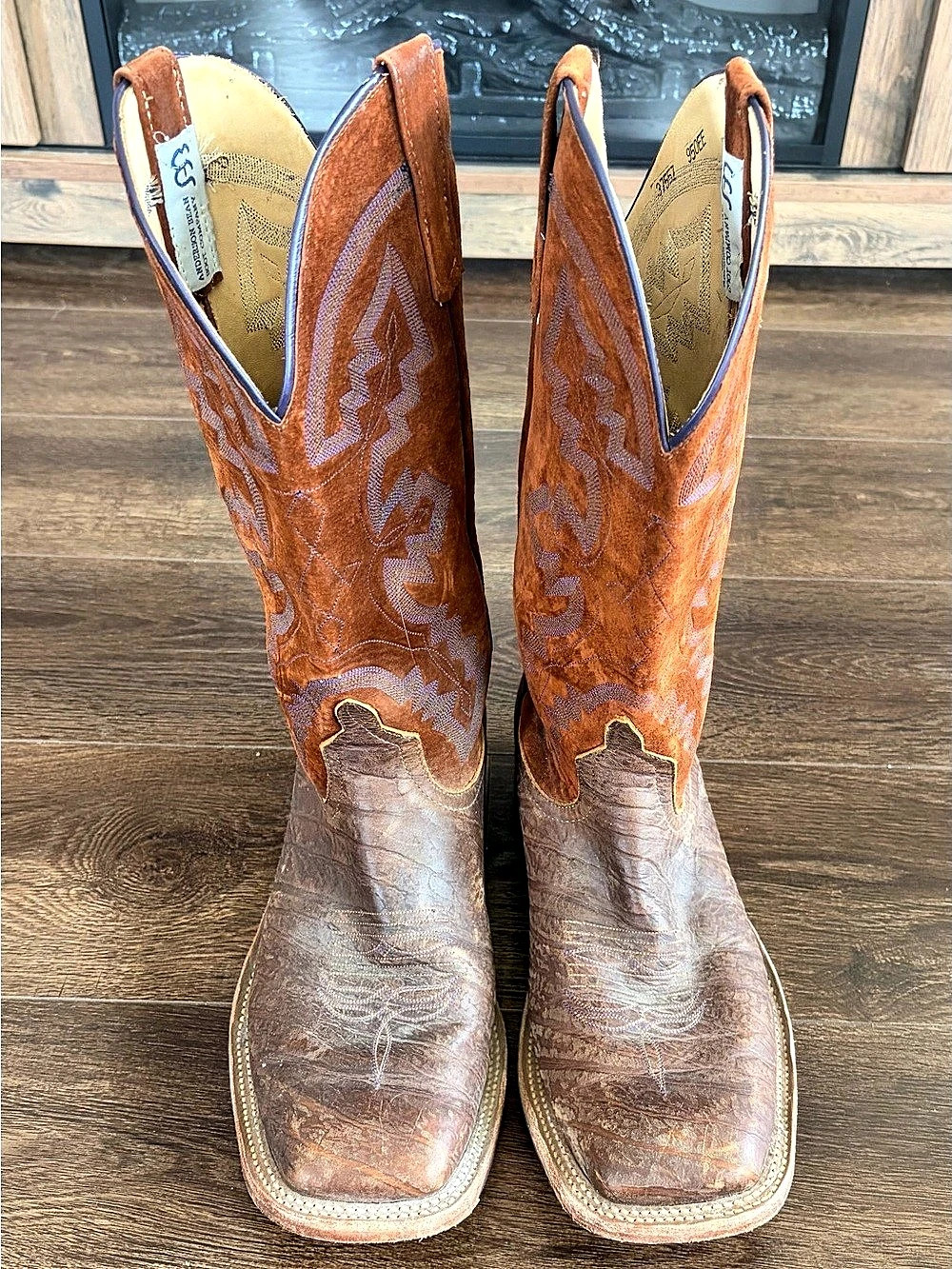 Anderson Bean Embroidered Western Boots Brown & Orange Men’s Size 10